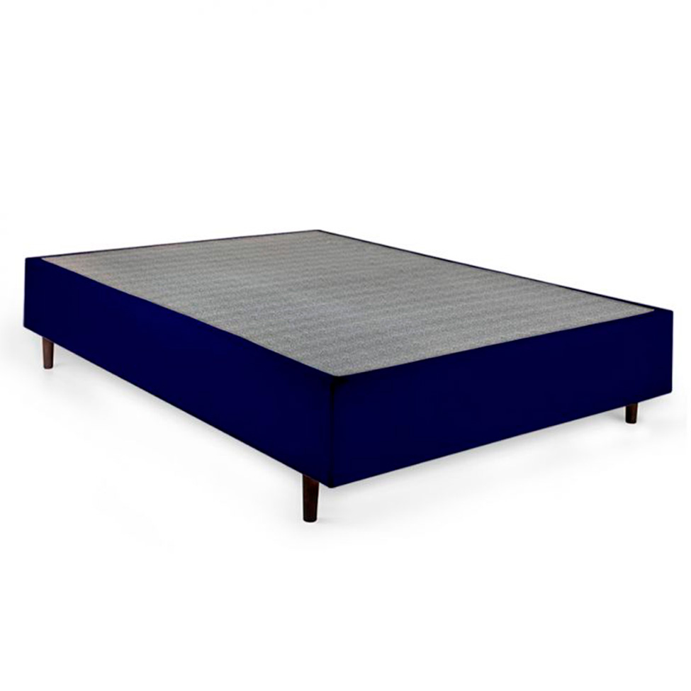 Cama Box com Colchão Viúva Macio Mola Ensacada e Travesseiro Soft Nasa Guldi Azul