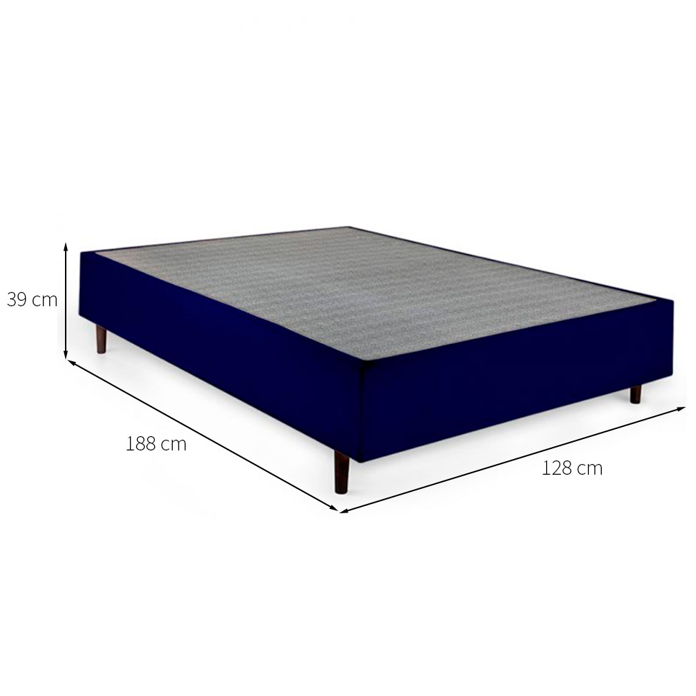 Cama Box com Colchão Viúva Macio Mola Ensacada e Travesseiro Soft Nasa Guldi Azul