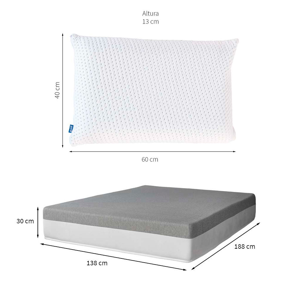 Colchão Casal Guldi Dream Mola Ensacada (30x138x188) com 2 Travesseiros Guldi Soft Nasa Branco e Cinza