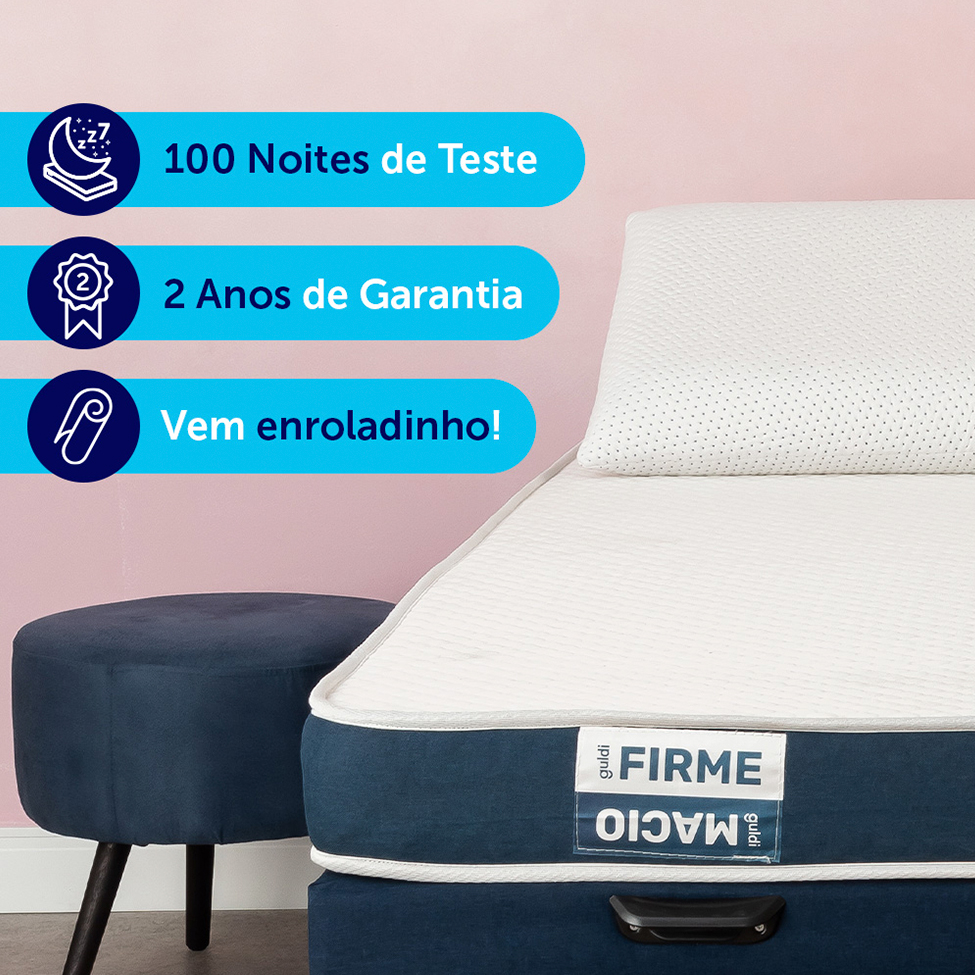 Colchão Casal Guldi Duplo Plus D28 (16x138x188) Branco e Azul