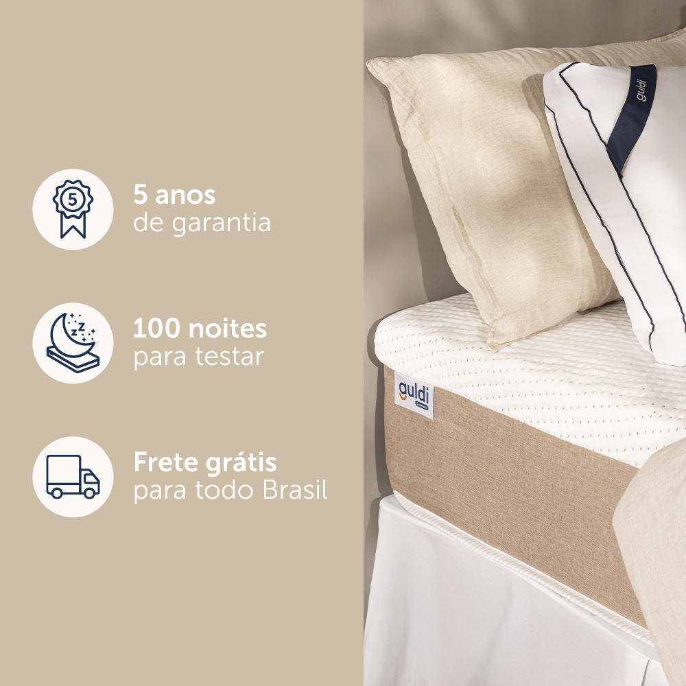 Colchão Casal Guldi Massageador Quântico Molas Ensacadas (30x138x188) Branco e Bege