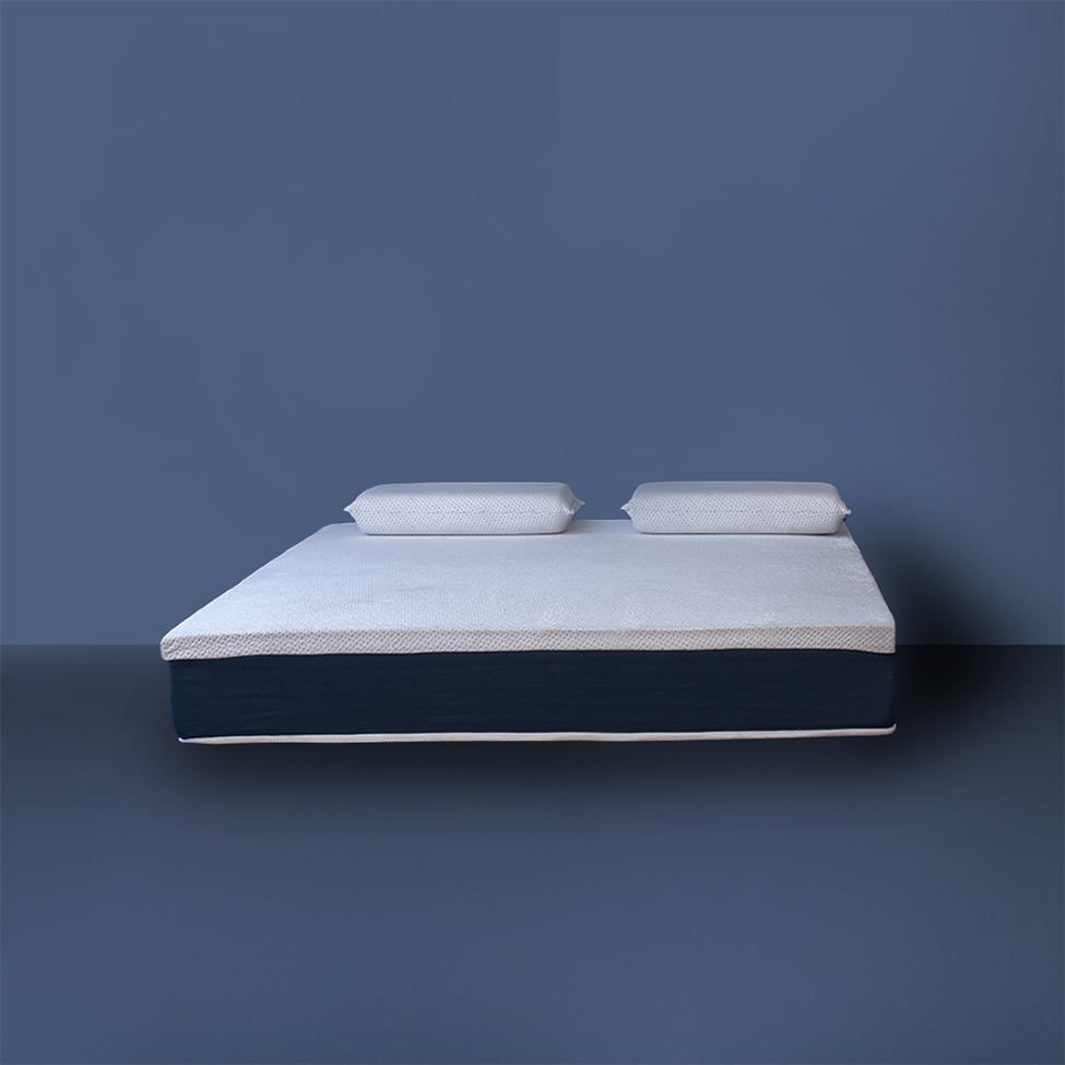 Colchão Casal Mola Ensacada Guldi Firme (25x138x188) e 2 Travesseiros Guldi Nasa Viscoelástico Azul e Branco