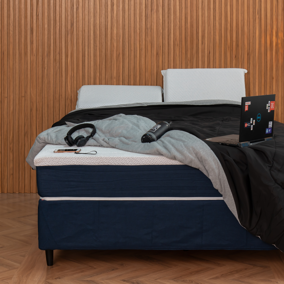 Colchão Casal Mola Ensacada Guldi Original Firme (25x138x188) Azul e Branco