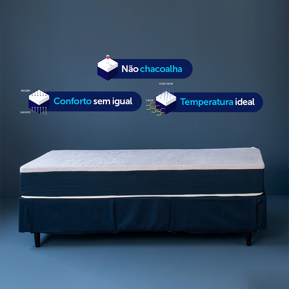 Colchão Casal Mola Ensacada Guldi Original Macio (25x138x188) Azul e Branco