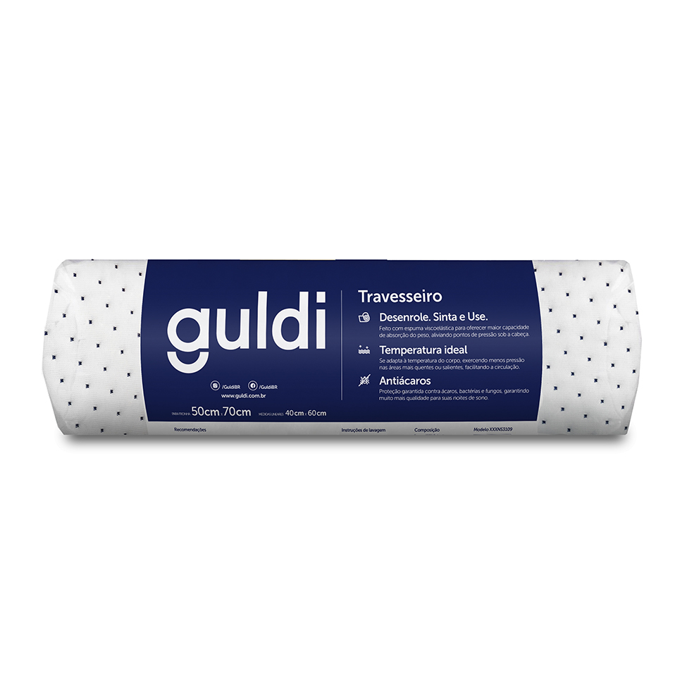 Colchão King Mola Ensacada Guldi Macio (25x193x203) e 2 Travesseiros Guldi Nasa Viscoelástico Azul e Branco