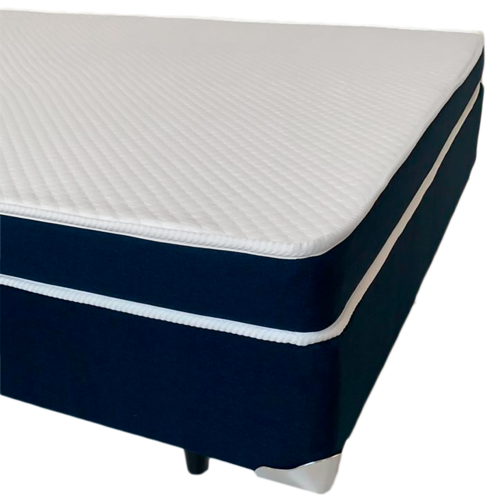 Colchão Queen Espuma D28 Guldi Duplo 12cm (12x158x198) Azul e Branco