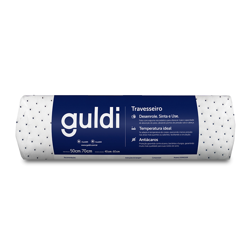 Colchão Queen Espuma D28 Guldi Duplo (12x158x198) e 2 Travesseiros Guldi Nasa Viscoelástico Azul e Branco