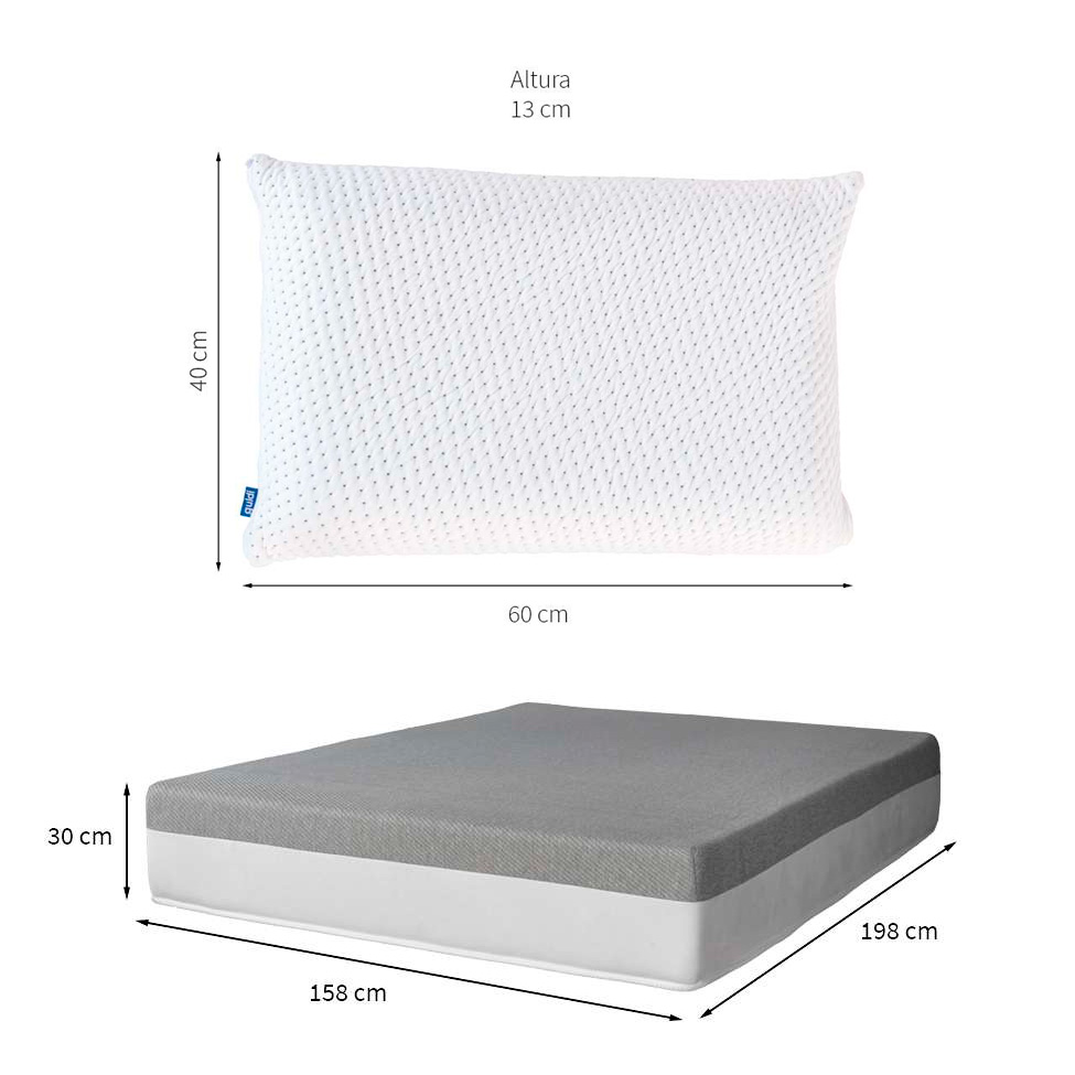 Colchão Queen Guldi Dream Mola Ensacada (30x158x198) com 2 Travesseiros Guldi Soft Nasa Branco e Cinza