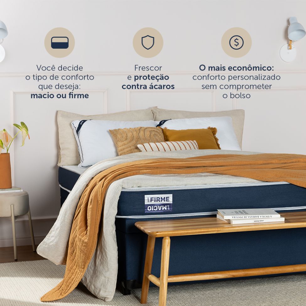 Colchão Queen Guldi Duplo D28 com 2 Travesseiros Guldi Soft Nasa Branco