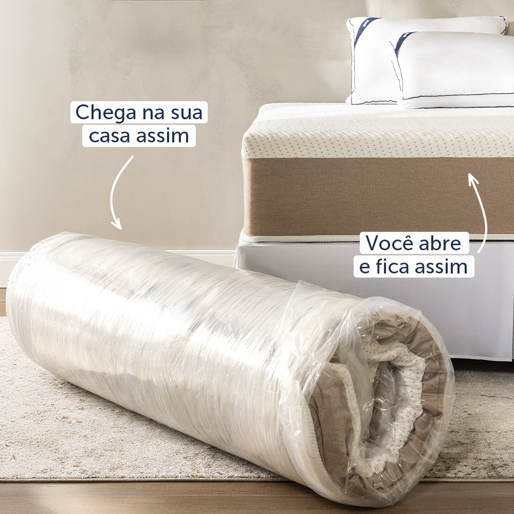 Colchão Queen Guldi Massageador Quântico Molas Ensacadas (30x158x198) Branco e Bege