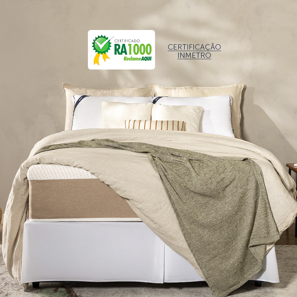 Colchão Queen Guldi Massageador Quântico Molas Ensacadas (30x158x198) Branco e Bege