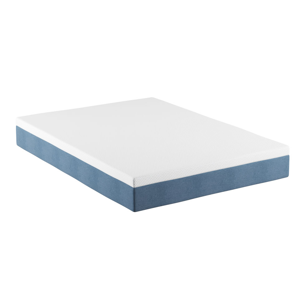 Colchão Queen Mola Ensacada Guldi Macio (25x158x198) e 2 Travesseiros Guldi Nasa Viscoelástico Azul e Branco