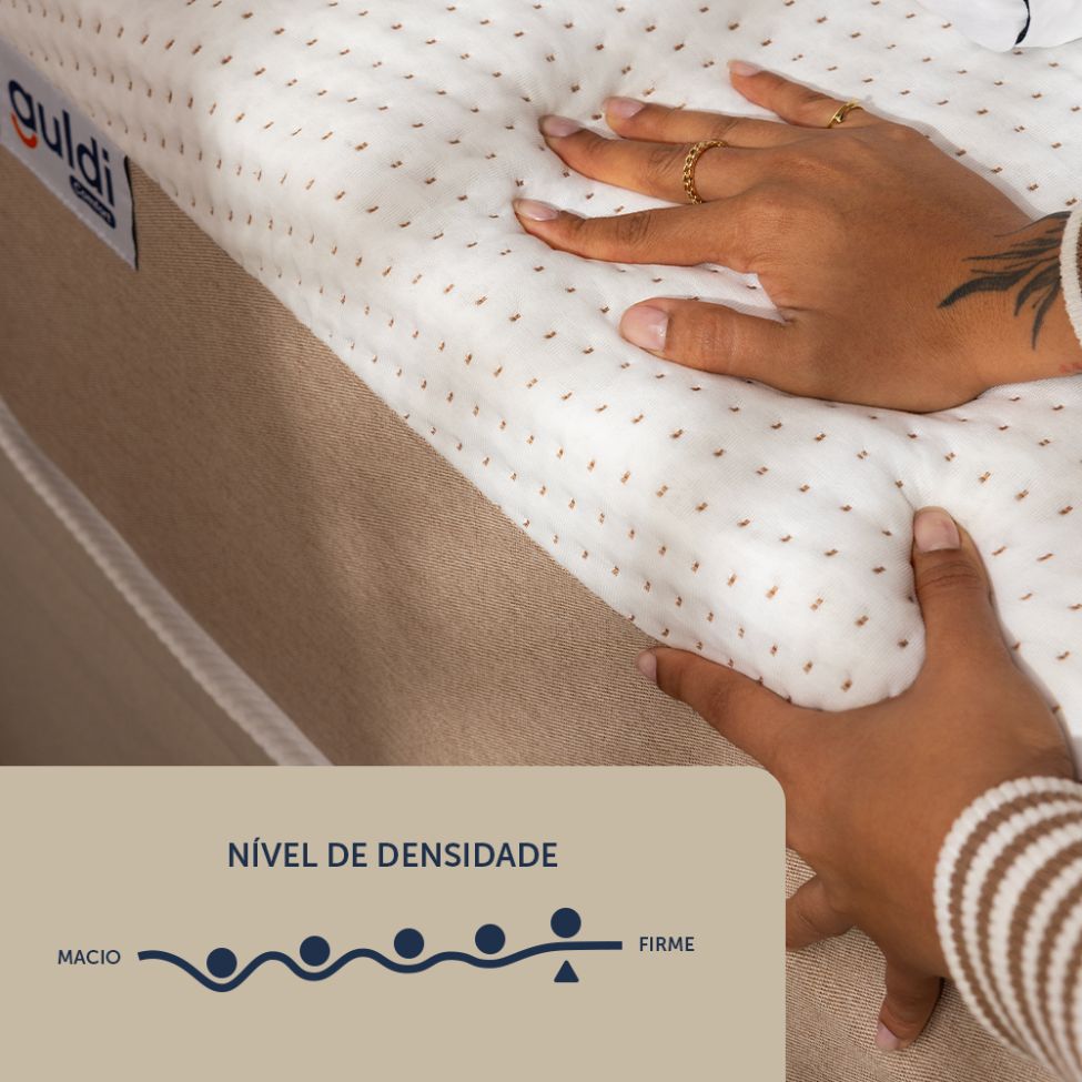 Colchão Solteirão Guldi Comfort com Massageador Quântico Molas Ensacadas (30x96x203) Branco e Bege