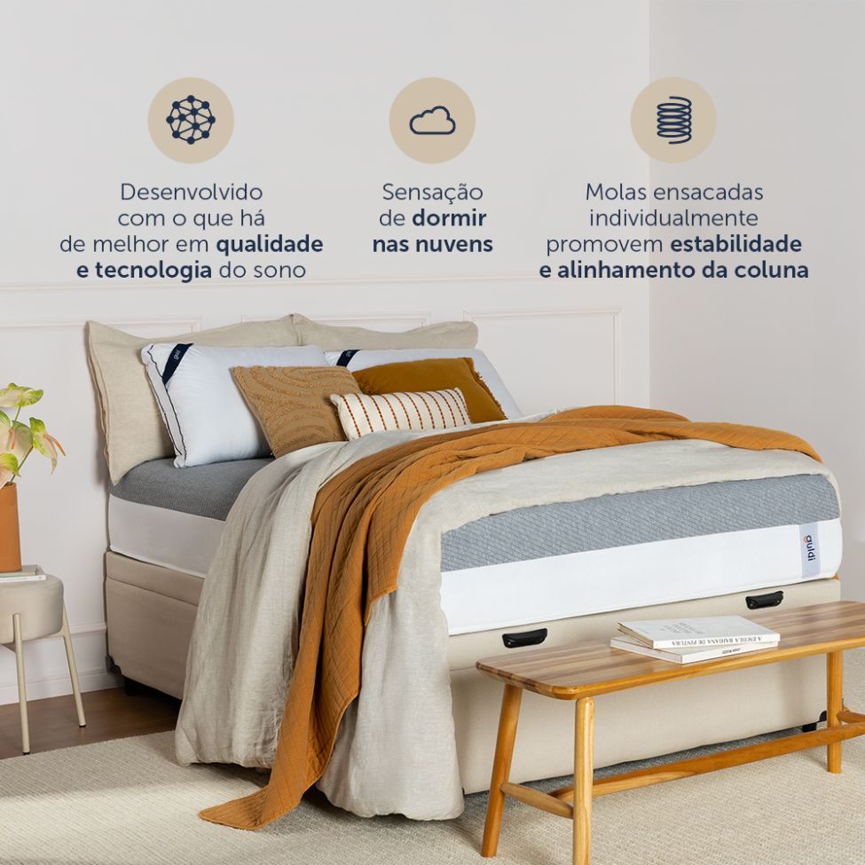 Colchão Solteiro Guldi Dream Mola Ensacada (30x88x188) Cinza e Branco