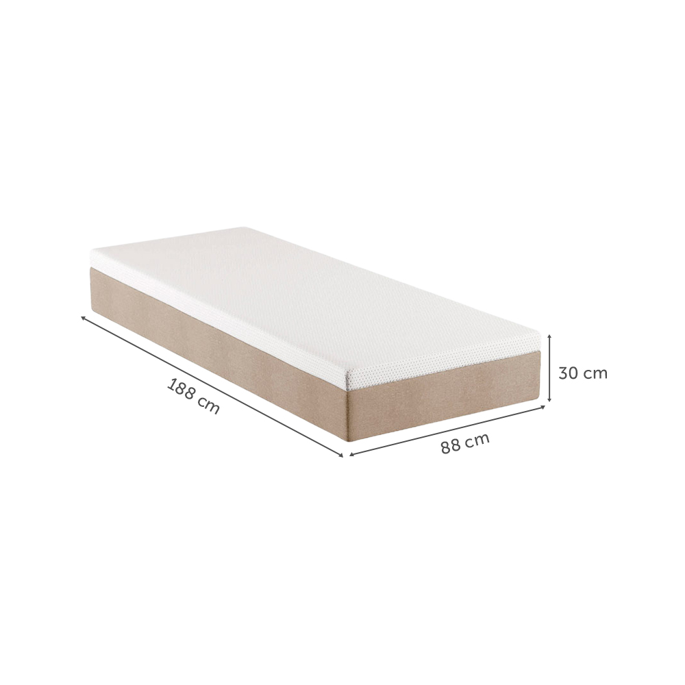 Colchão Solteiro Guldi Massageador Quântico Molas Ensacadas (30x88x188) Branco e Bege