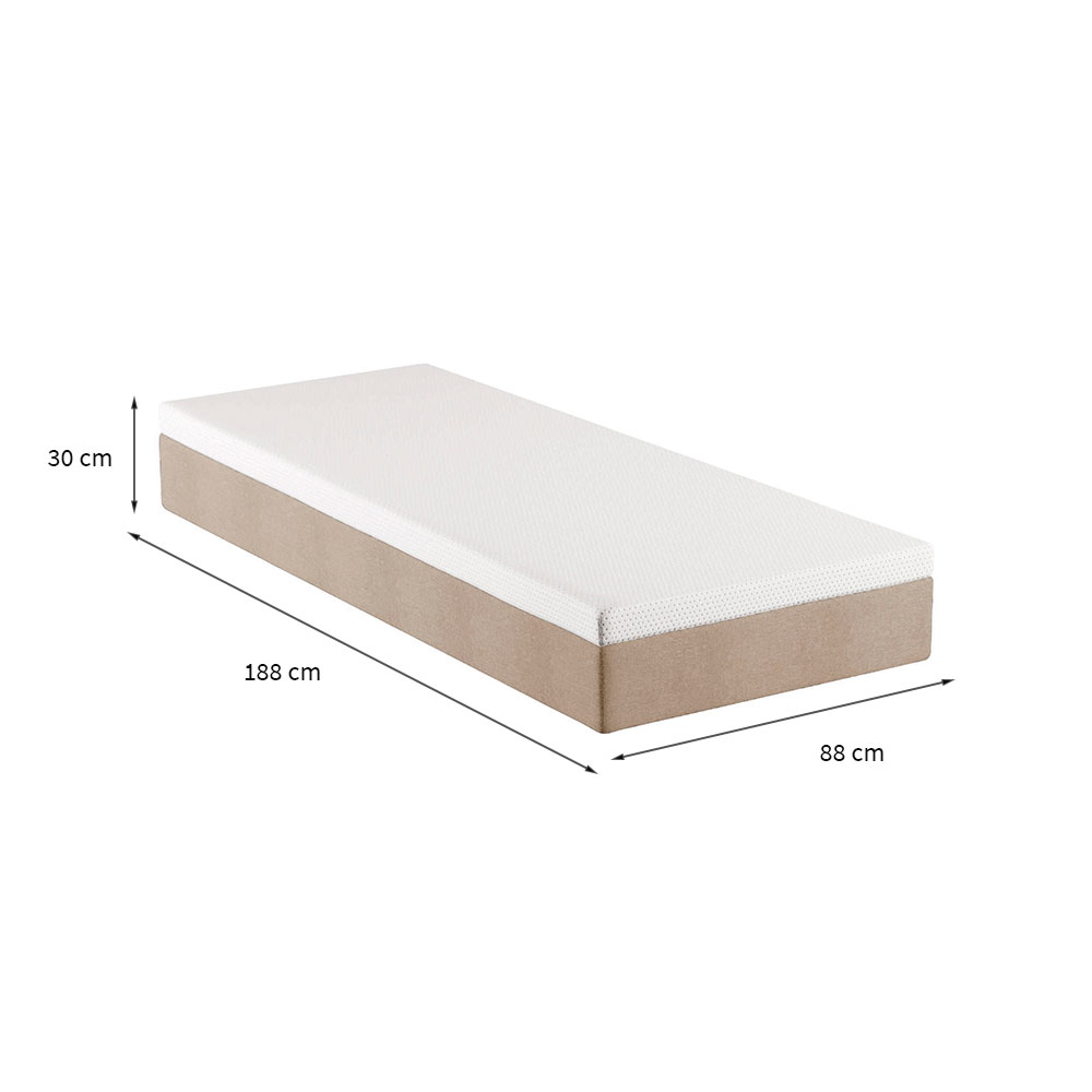 Colchão Solteiro Guldi Massageador Quântico Molas Ensacadas (30x88x188) Branco e Bege