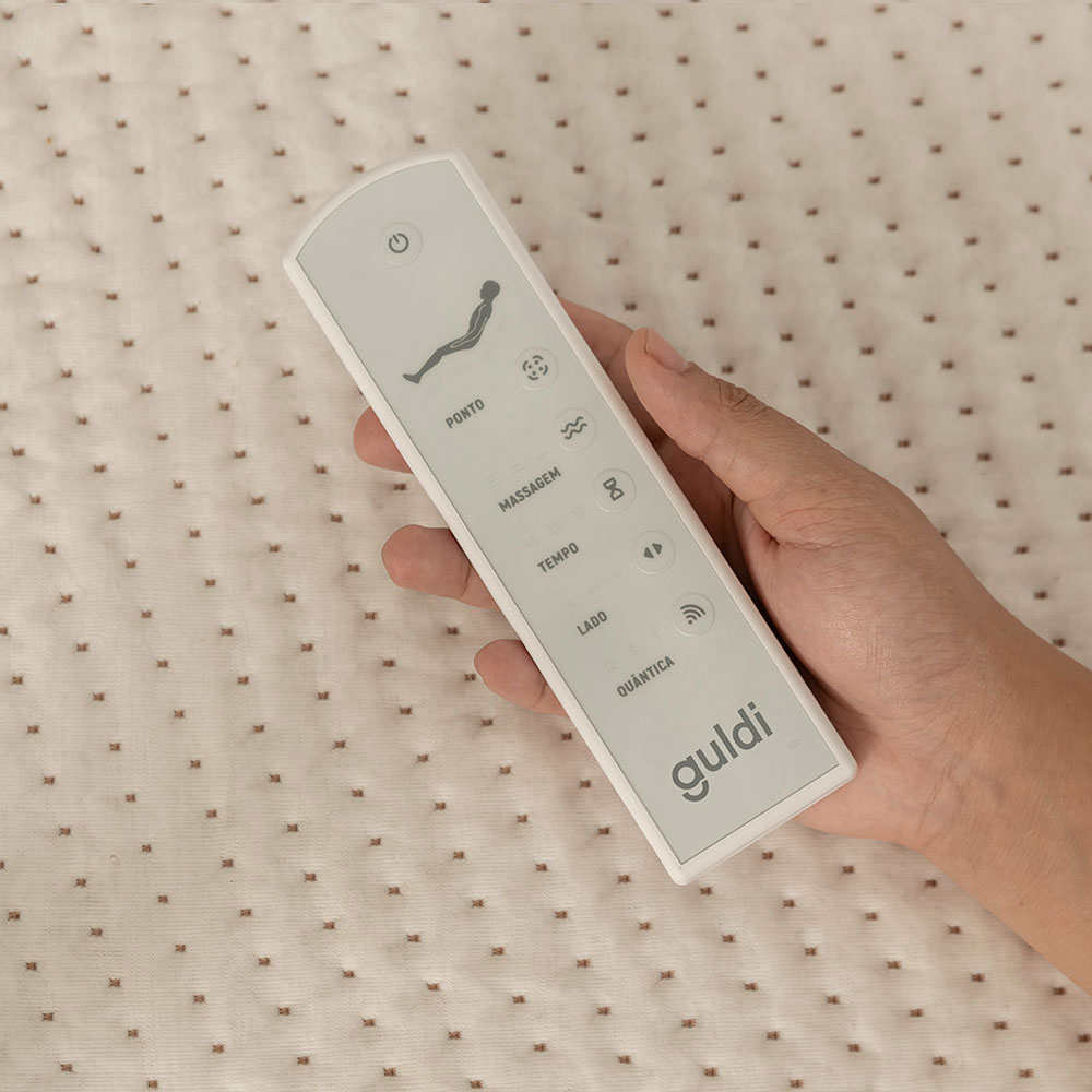 Colchão Solteiro Guldi Massageador Quântico Molas Ensacadas (30x88x188) Branco e Bege