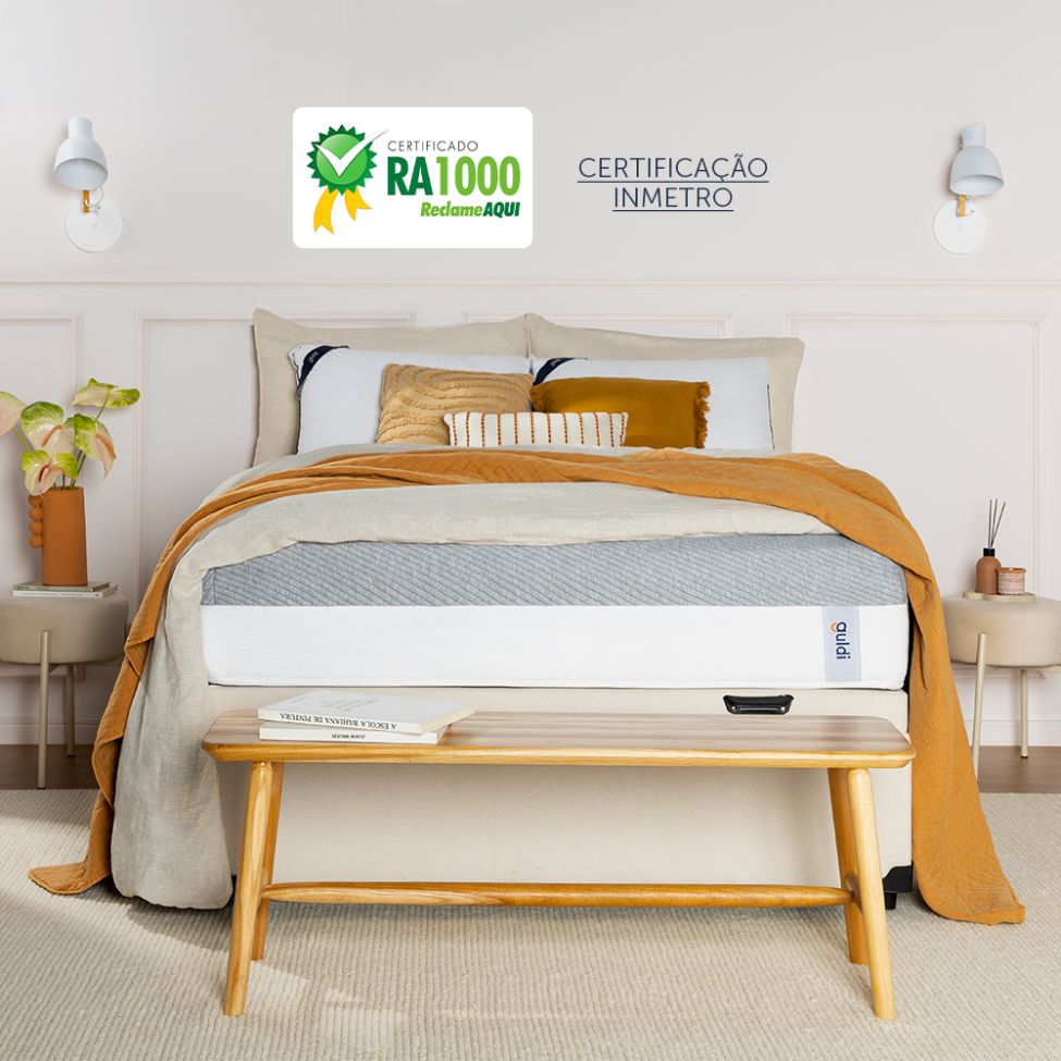 Colchão Solteiro King Guldi Dream Mola Ensacada (30x96x203) Cinza e Branco