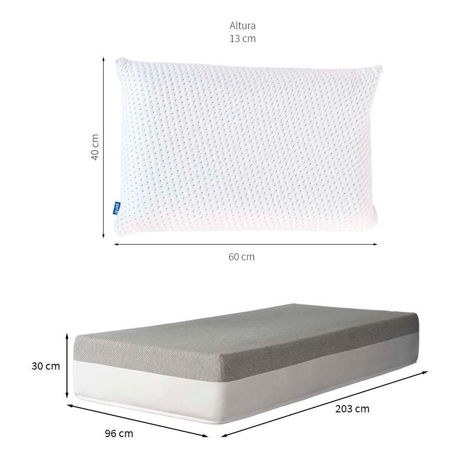 Colchão Solteiro King Guldi Dream Mola Ensacada (30x96x203) com Travesseiro Guldi Soft Nasa Branco e Cinza