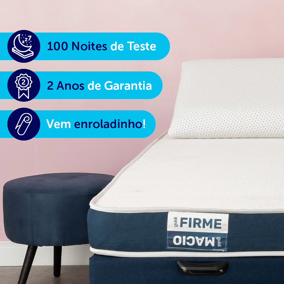 Colchão Solteiro King Guldi Duplo Plus D28 (16x96x203) Branco e Azul