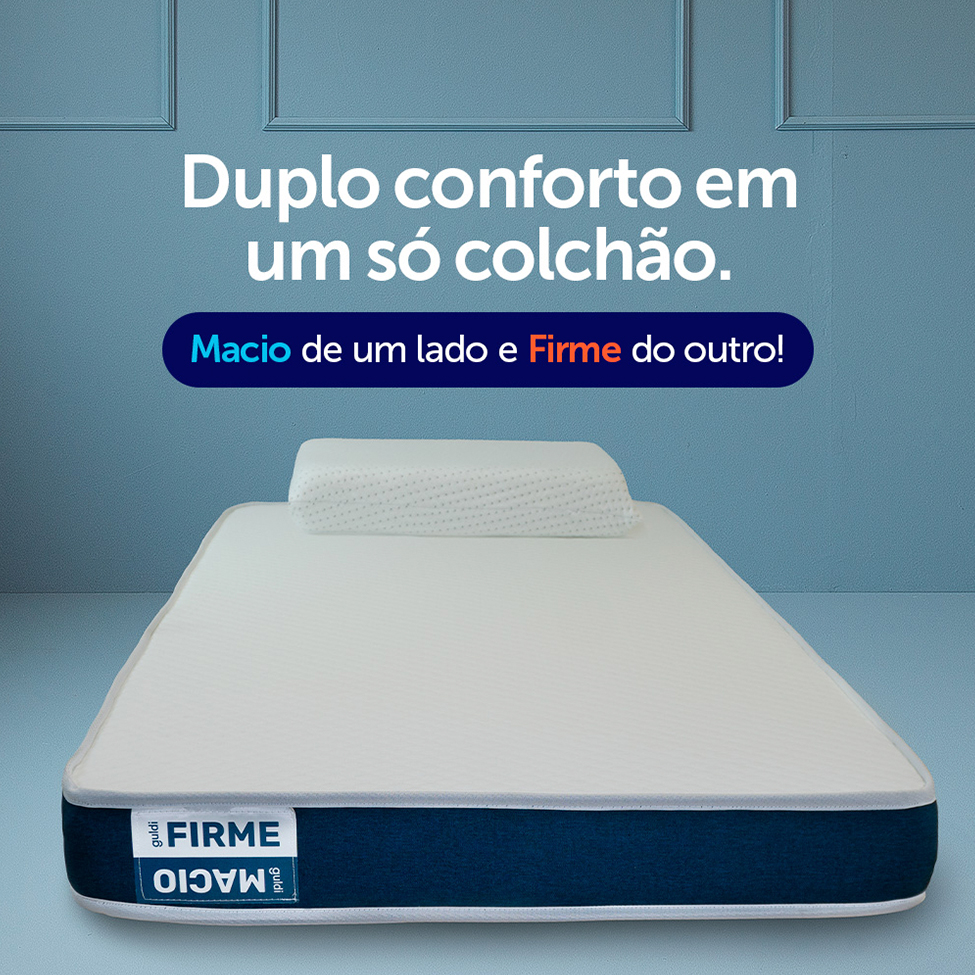 Colchão Solteiro King Guldi Duplo Plus D28 (16x96x203) Branco e Azul
