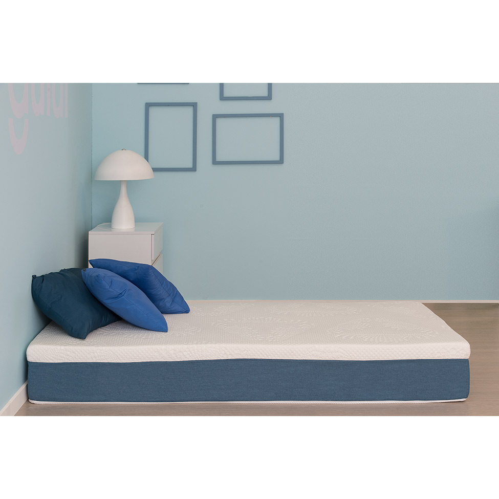 Colchão Solteiro King Mola Ensacada Guldi Original Macio (25x96x203) Azul e Branco