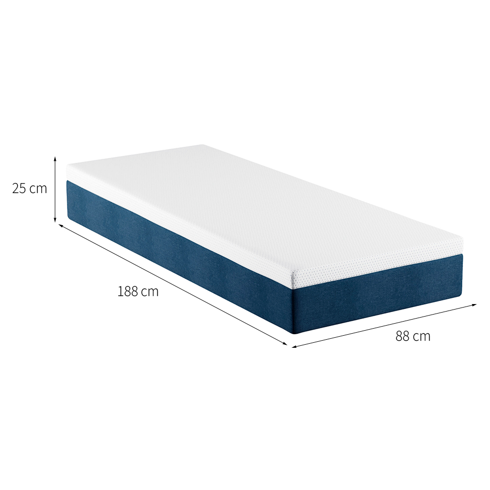 Colchão Solteiro Mola Ensacada Guldi Original Firme (25x88x188) Azul e Branco