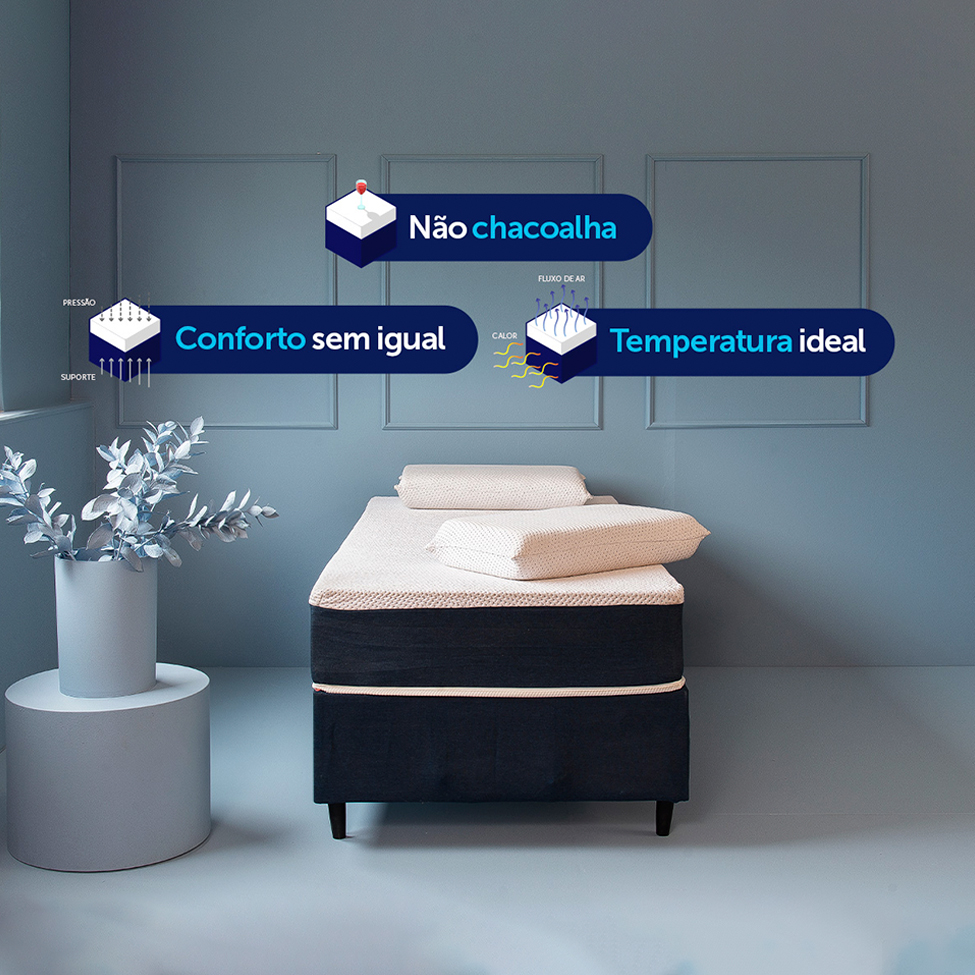Colchão Solteiro Mola Ensacada Guldi Original Firme (25x88x188) Azul e Branco
