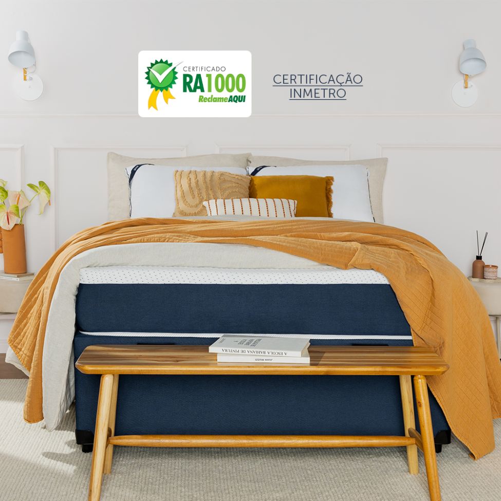 Colchão Solteiro Mola Ensacada Guldi Original Firme (25x88x188) Azul e Branco