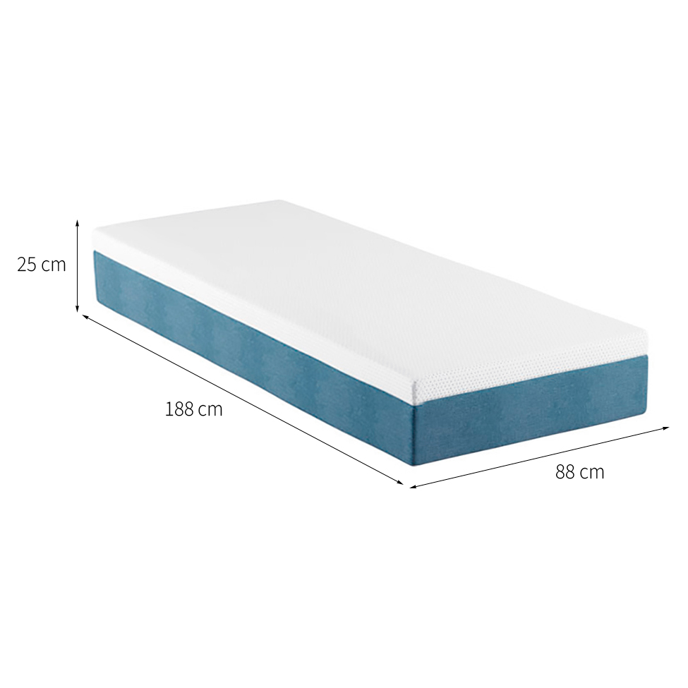 Colchão Solteiro Mola Ensacada Guldi Original Macio (25x88x188) Azul e Branco