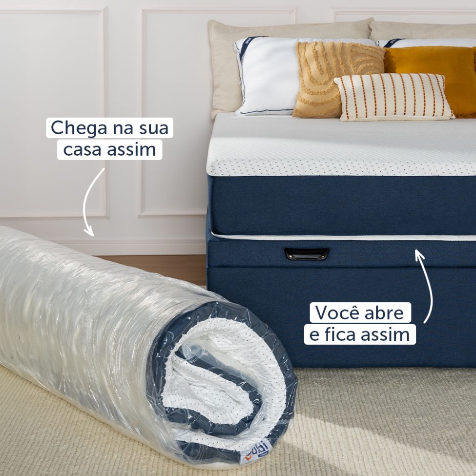 Colchão Solteiro Mola Ensacada Guldi Original Macio (25x88x188) Azul e Branco