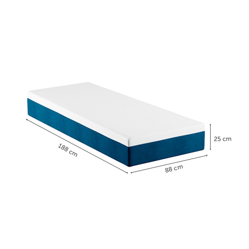 Colchão Solteiro Mola Ensacada Guldi Original Macio (25x88x188) Azul e Branco