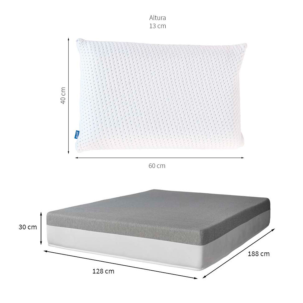 Colchão Viúva Guldi Dream Mola Ensacada (30x128x188) com 2 Travesseiros Guldi Soft Nasa Branco e Cinza