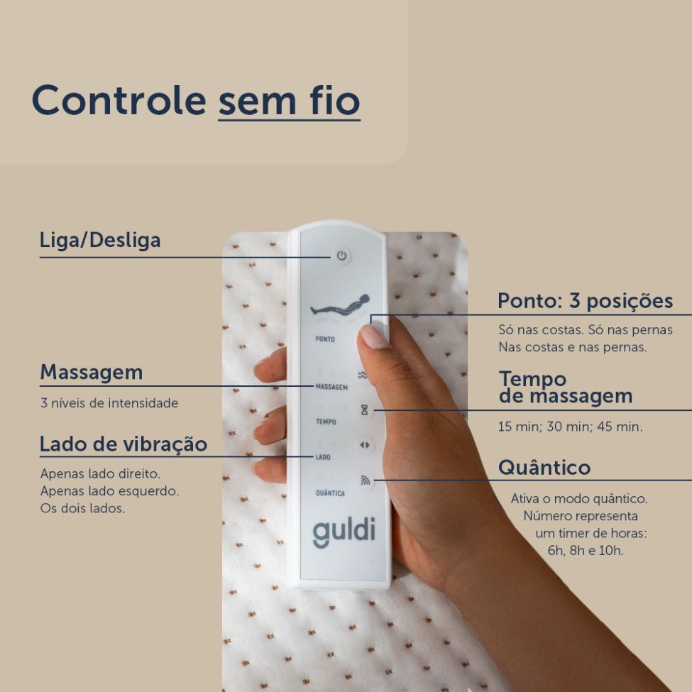 Colchão Viúva Guldi Massageador Quântico Molas Ensacadas (30x128x188) Branco e Bege