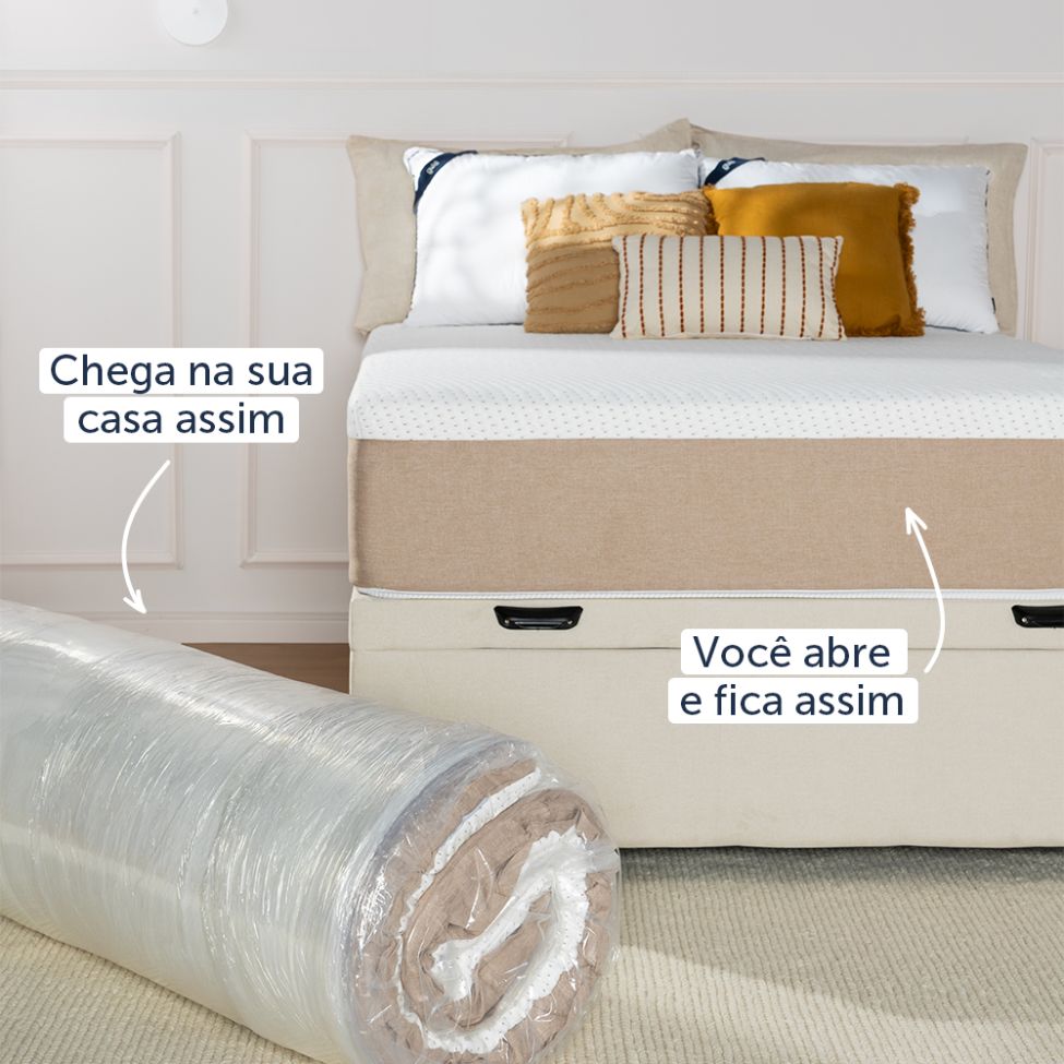 Colchão Viúva Guldi Massageador Quântico Molas Ensacadas (30x128x188) Branco e Bege