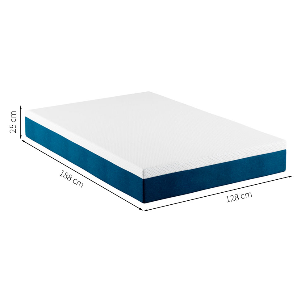 Colchão Viúva Mola Ensacada Guldi Firme (25x128x188) e 2 Travesseiros Guldi Nasa Viscoelástico Azul e Branco