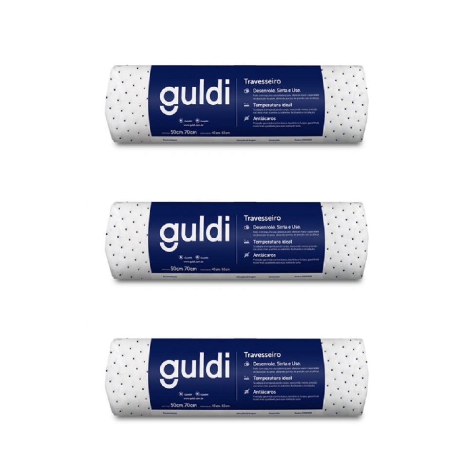 Conjunto com 3 Travesseiros Guldi Soft Nasa Branco