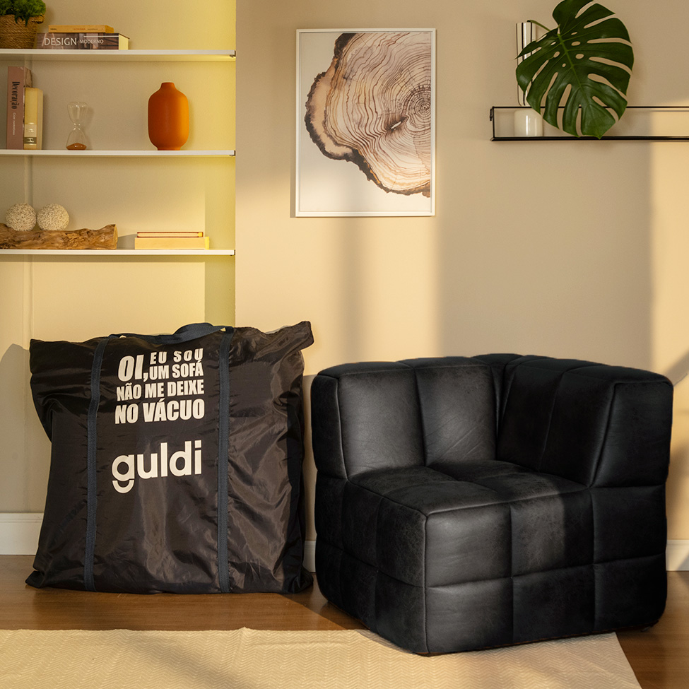 Módulo Canto Sofá Guldi Popup Corino Preto