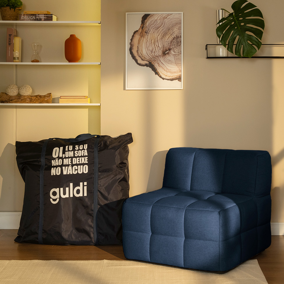 Módulo Central Sofá Guldi Popup Linho Azul