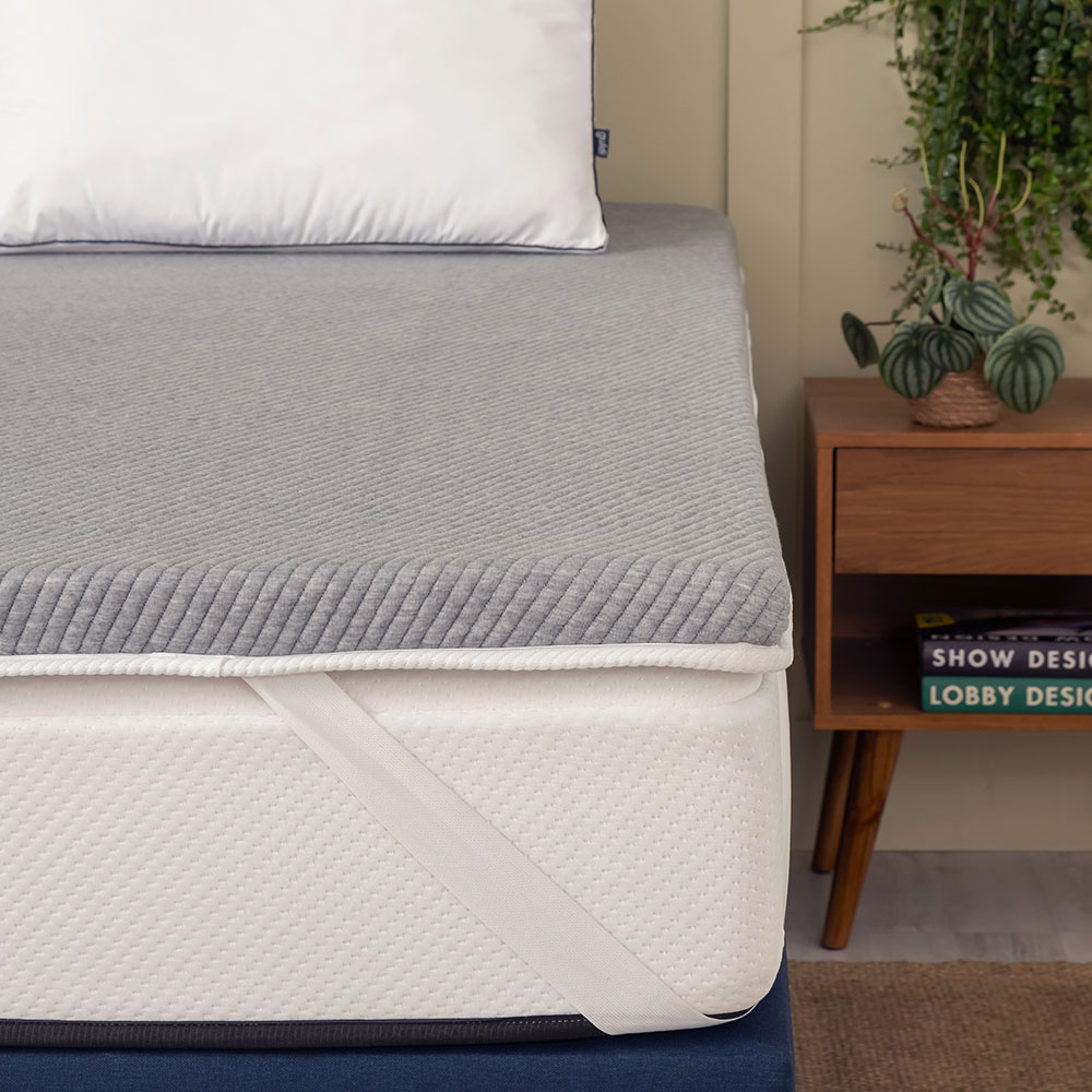 Pillow Top Solteiro King Guldi Dream com Espuma D50 Viscoelástica com Alça (5x96x203) Branco e Cinza