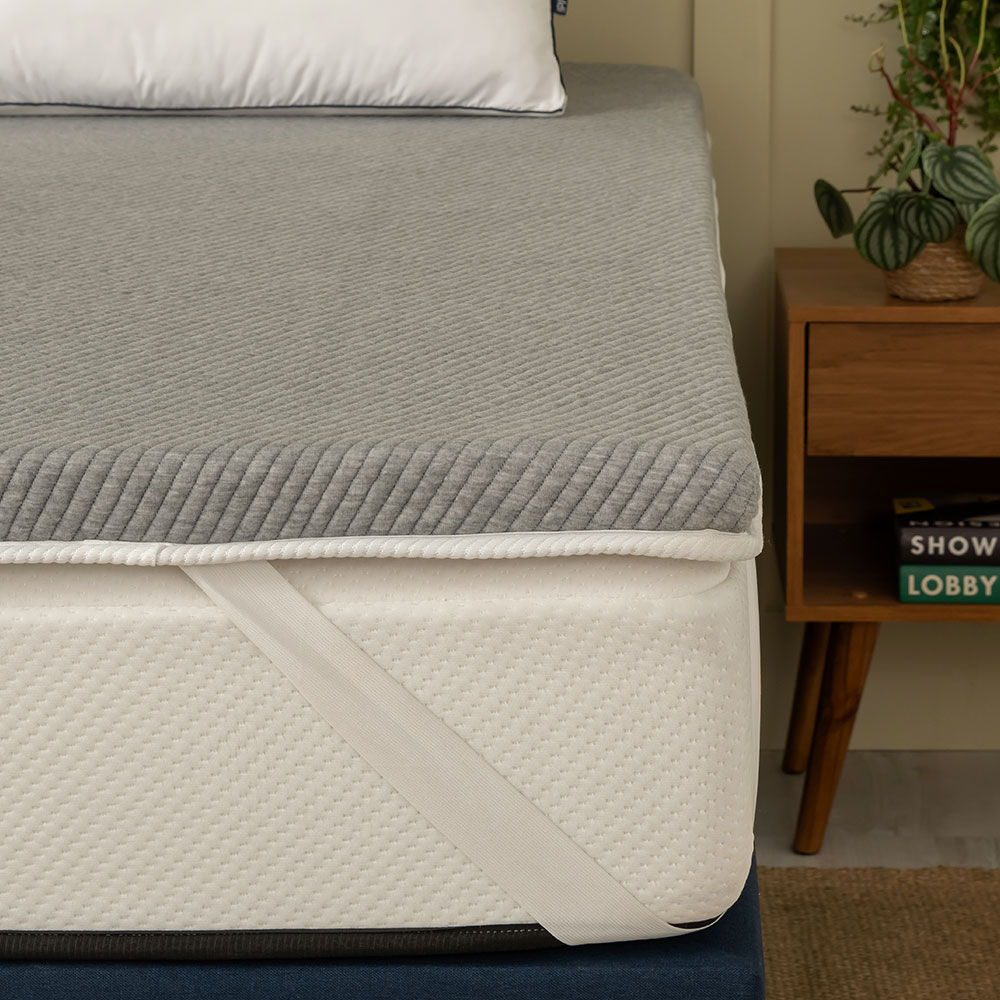 Pillow Top Solteiro King Guldi Dream com Espuma D50 Viscoelástica com Alça (5x96x203) Branco e Cinza
