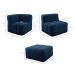 Sofá Guldi Popup com 2 Módulos Canto Central e Puff Linho Azul
