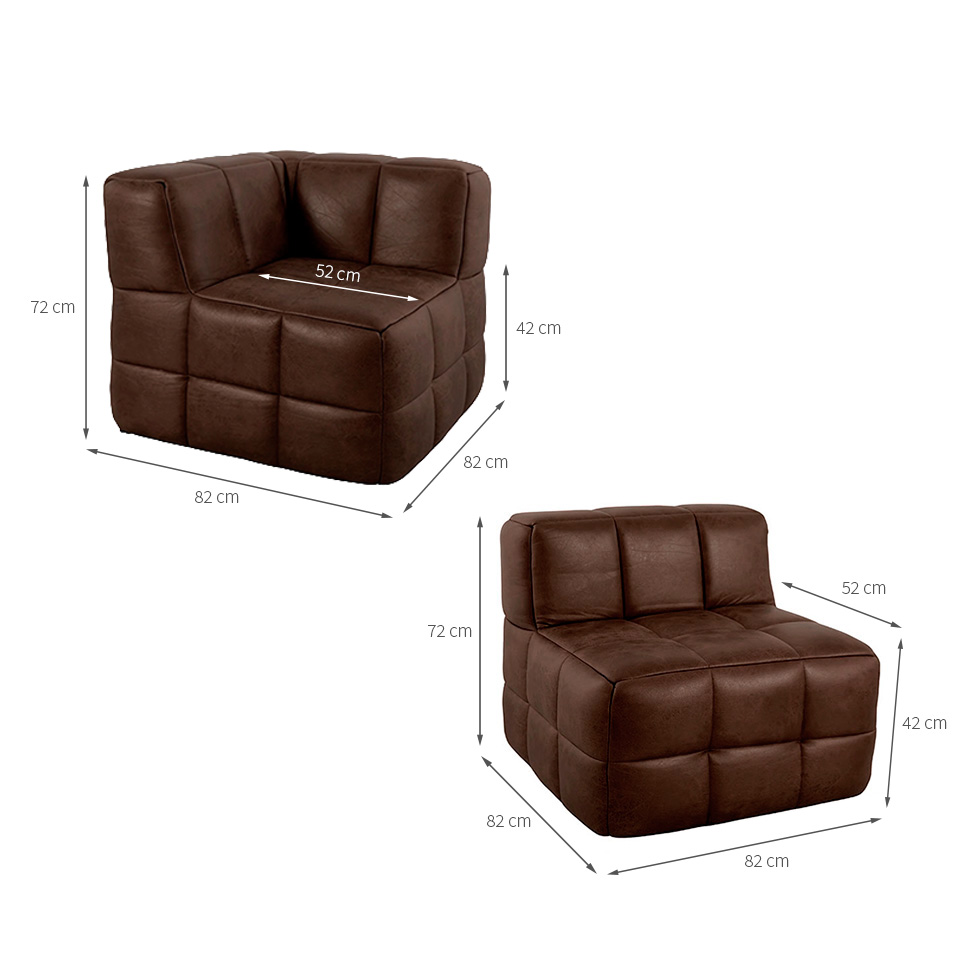 Sofá Guldi Popup com 2 Módulos Canto e 2 Centrais Corino Café