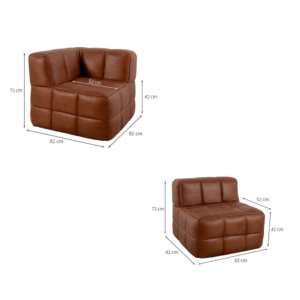 Sofá Guldi Popup com 2 Módulos Canto e 2 Centrais Corino Caramelo