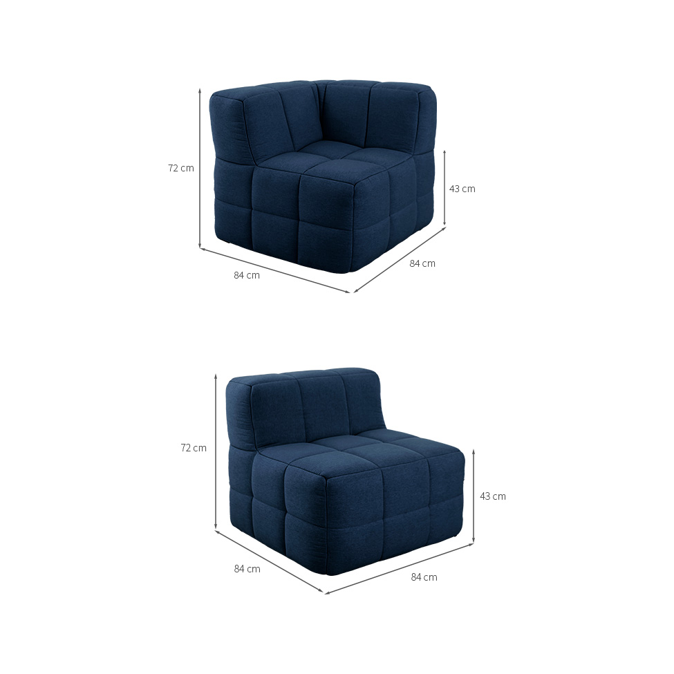 Sofá Guldi Popup com 2 Módulos Canto e 2 Centrais Linho Azul