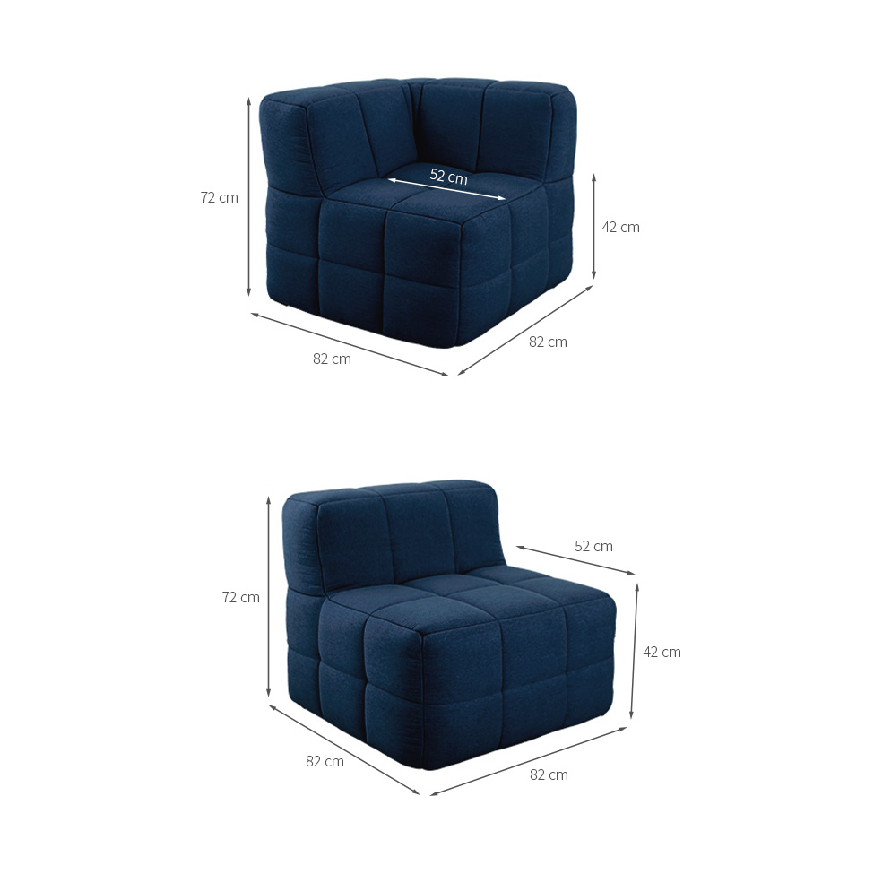 Sofá Guldi Popup com 2 Módulos Canto e 2 Centrais Linho Azul