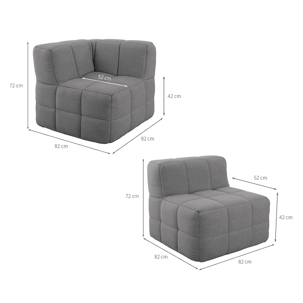 Sofá Guldi Popup com 2 Módulos Canto e 2 Centrais Linho Cinza