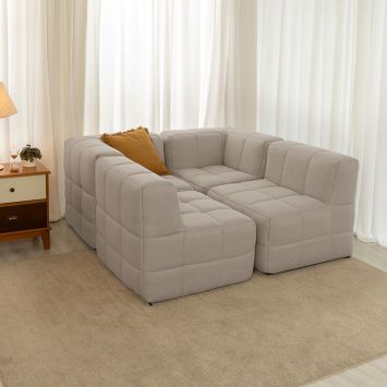 Sofá Guldi Popup com 2 Módulos Canto e 2 Centrais Linho Cru
