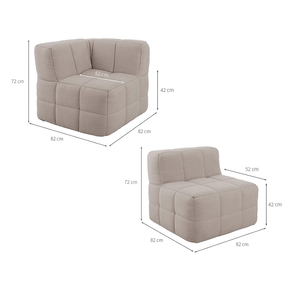 Sofá Guldi Popup com 2 Módulos Canto e 2 Centrais Linho Cru