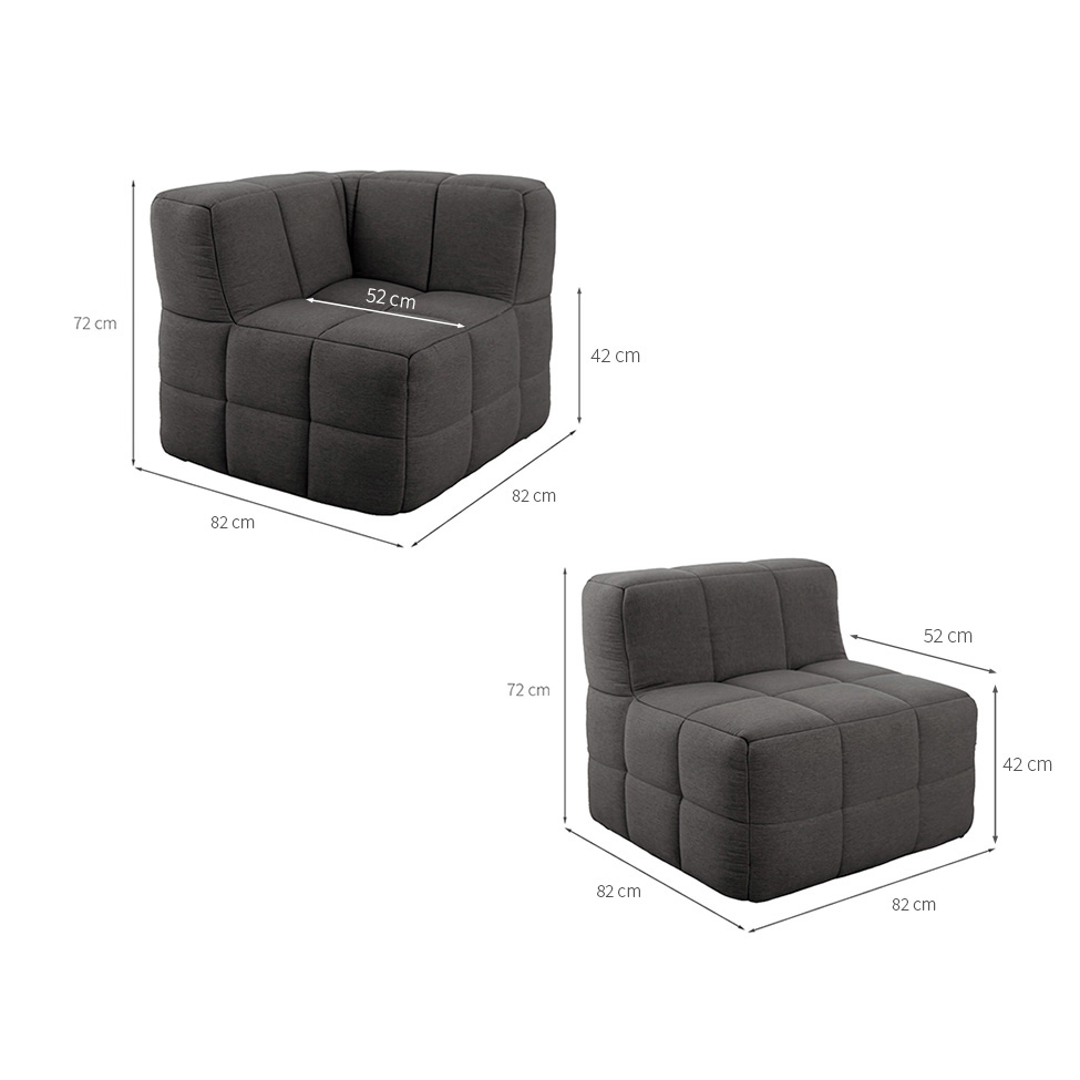 Sofá Guldi Popup com 2 Módulos Canto e 2 Centrais Linho Grafite